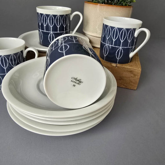 Set Kaffeetassen mit Teller, Arzberg 2050 Löffelhardt Triennale Preis 60s mid century
