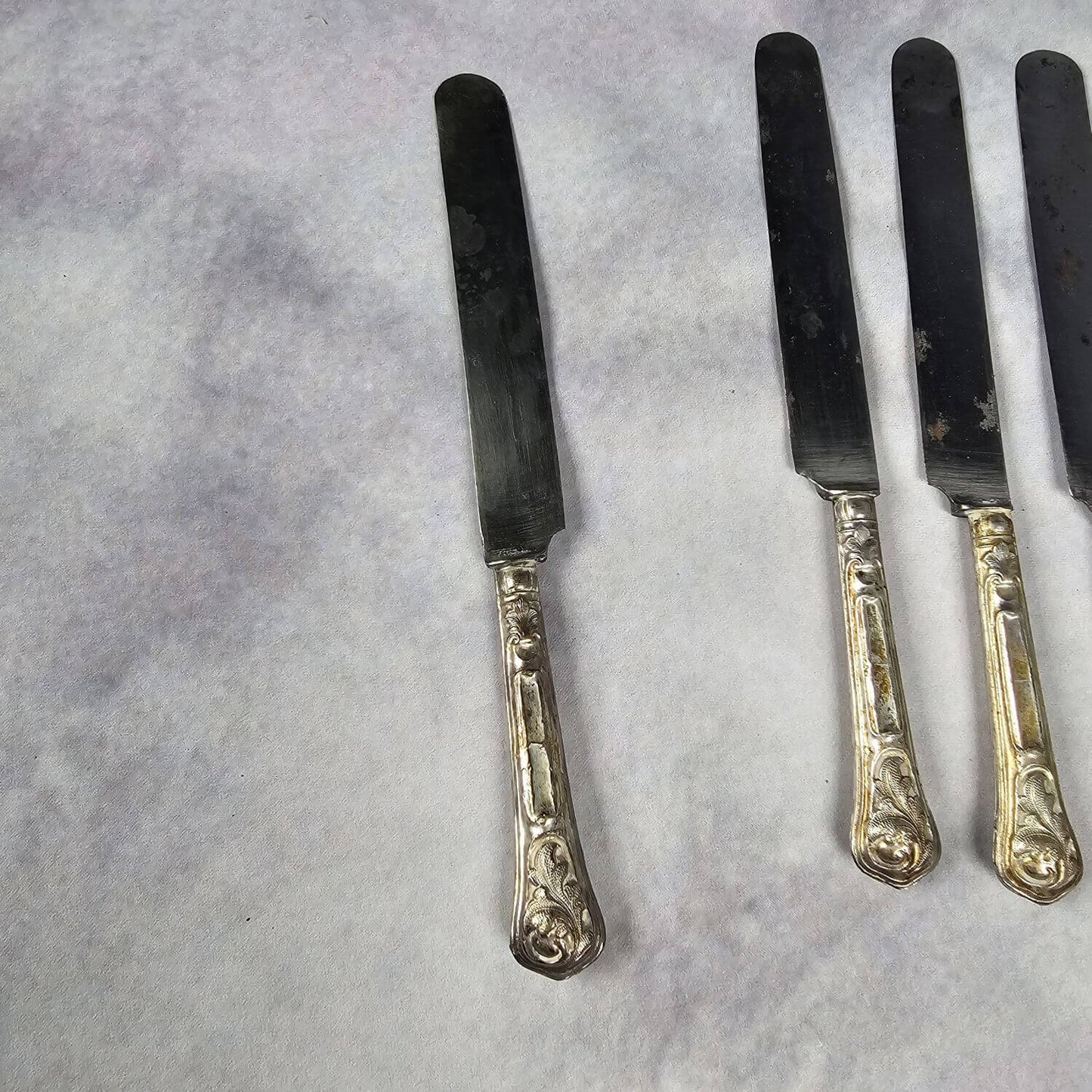 Set Jugendstil Messer - wohl versilbert