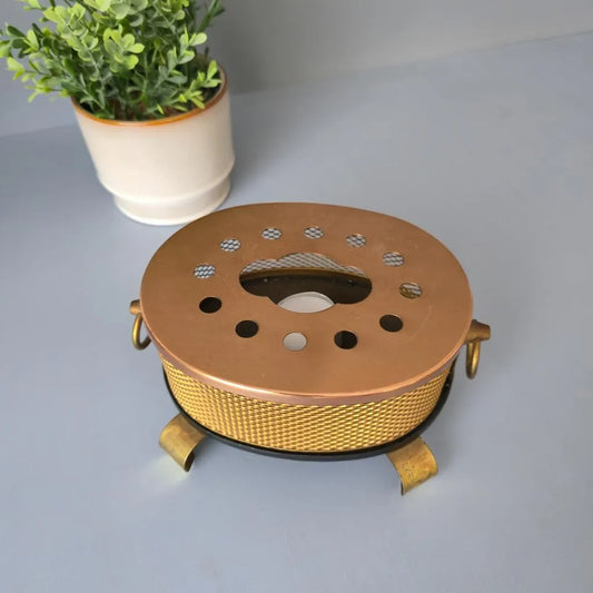 Mid Century Stövchen aus Kupfer und Messing