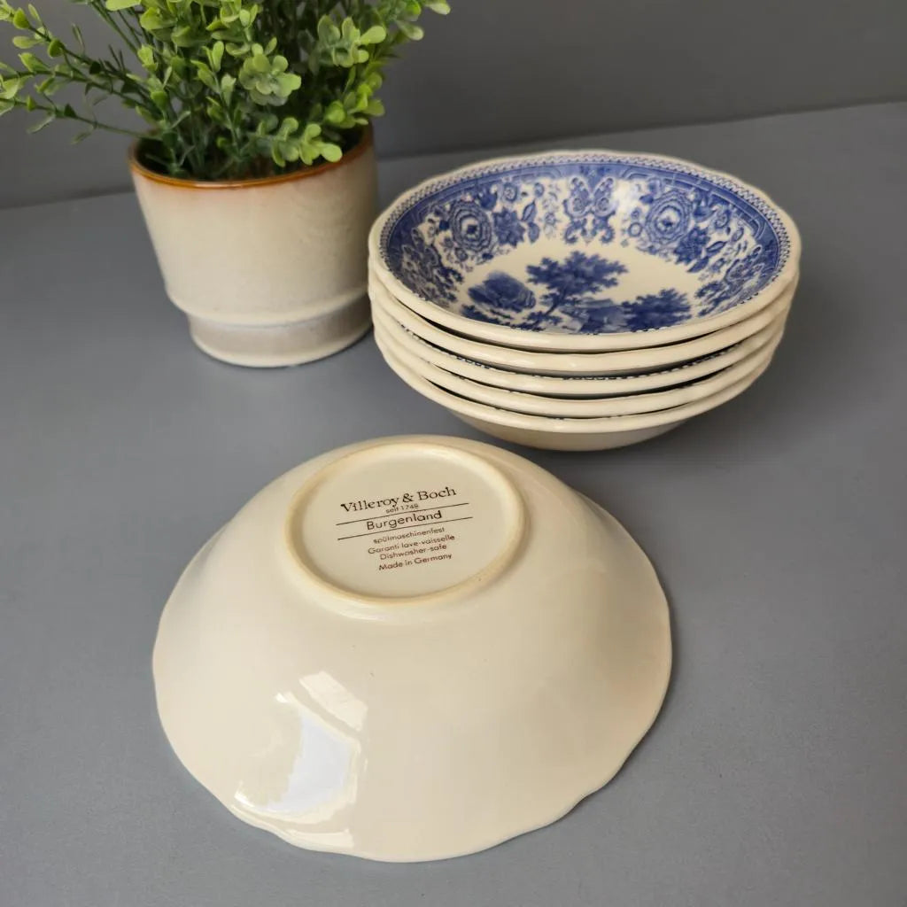 Set aus 6 Vintage Schalen - Villeroy & Boch Burgenland Blau - neuere Auflage