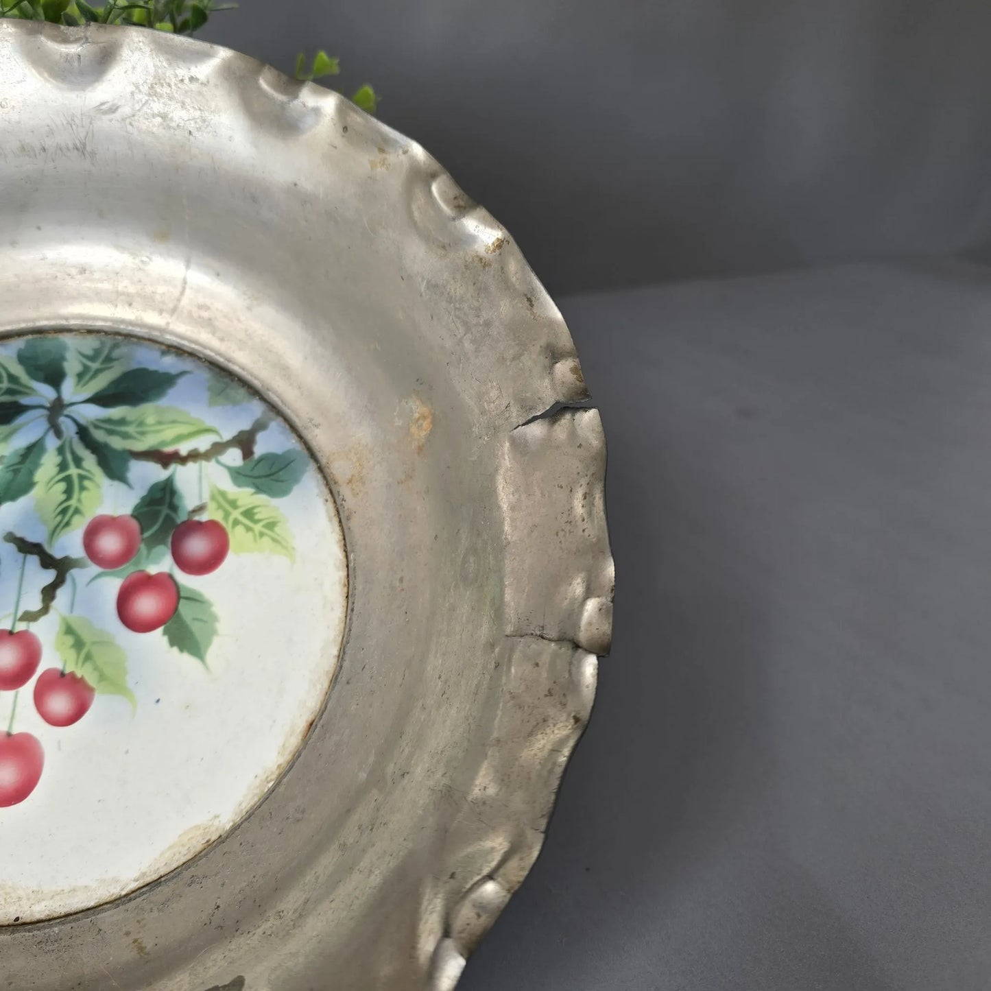 Jugendstil Schale - Keramik mit Metall - Obstschale