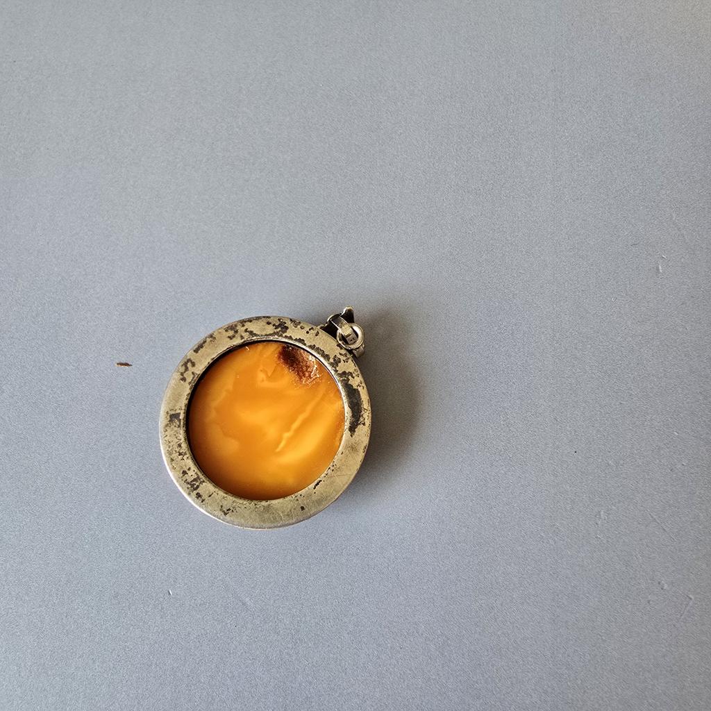 Vintage Butter Scotch Bernstein Anhänger - 835 Silber - Art Deco