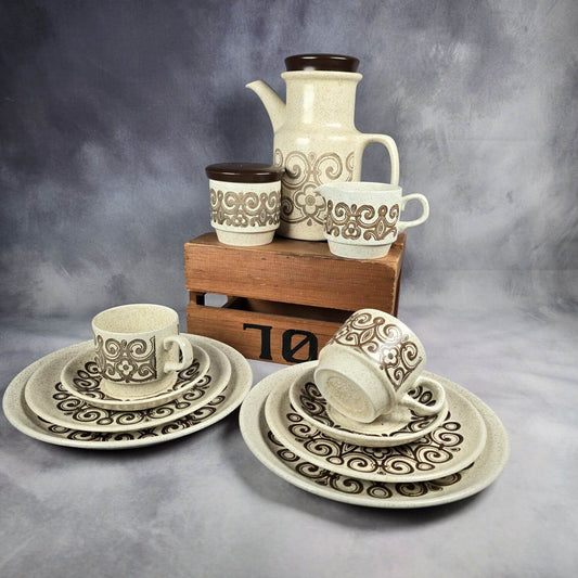 Vintage Geschirr - 50 Teile Biltons Celtic Rose Stoneware - 70er Jahre