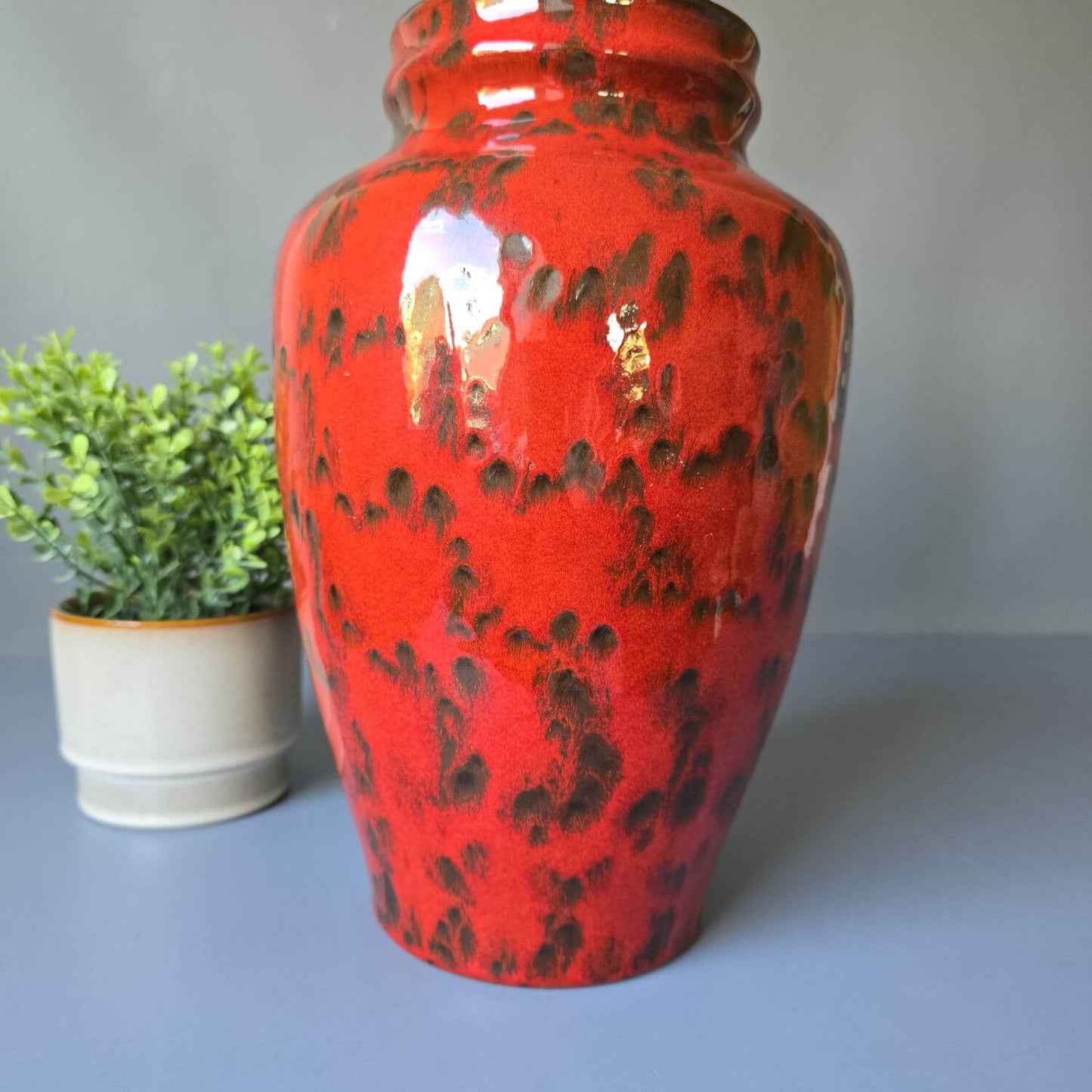 Bay Keramik Vase 30 cm, rot-braun – 1960er