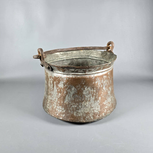 Orientalischer Vintage Kupfertopf mit Henkel - Handarbeit - Gartendeko