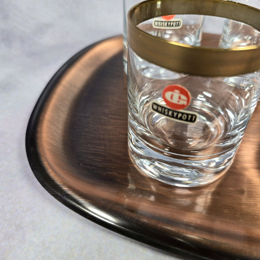 Set Whiskypott Ingrid Hütte Goldrand auf Tablett