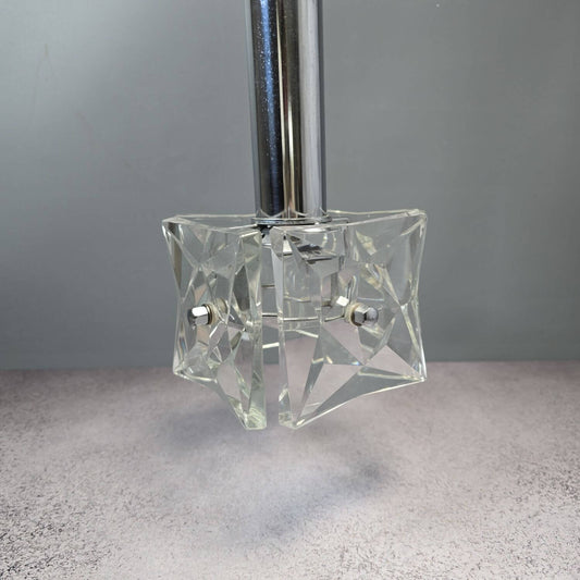 Vintage Deckenlampe Kinkeldey - mit kleinen Chips - Chrom und Kristall - 60er 70er Jahre