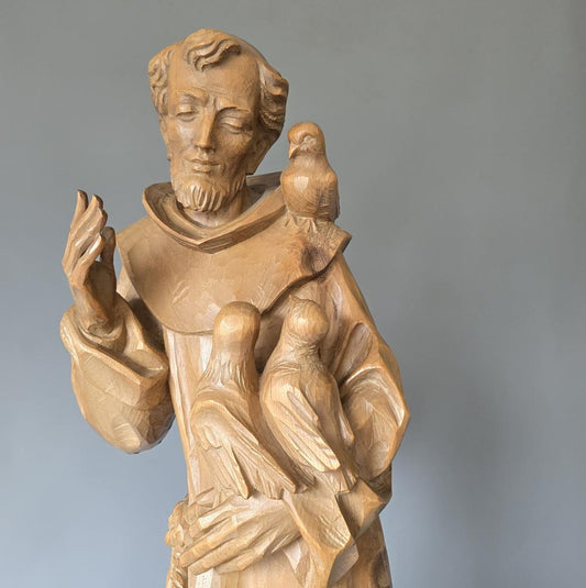 Nogler Grödnertal - 75cm Figur und Sockel - Hl. Franziskus von Assisi
