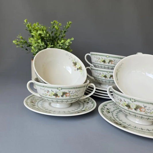 Royal Doulton Provencal - Suppentassen mit Unterteller - 6er Set