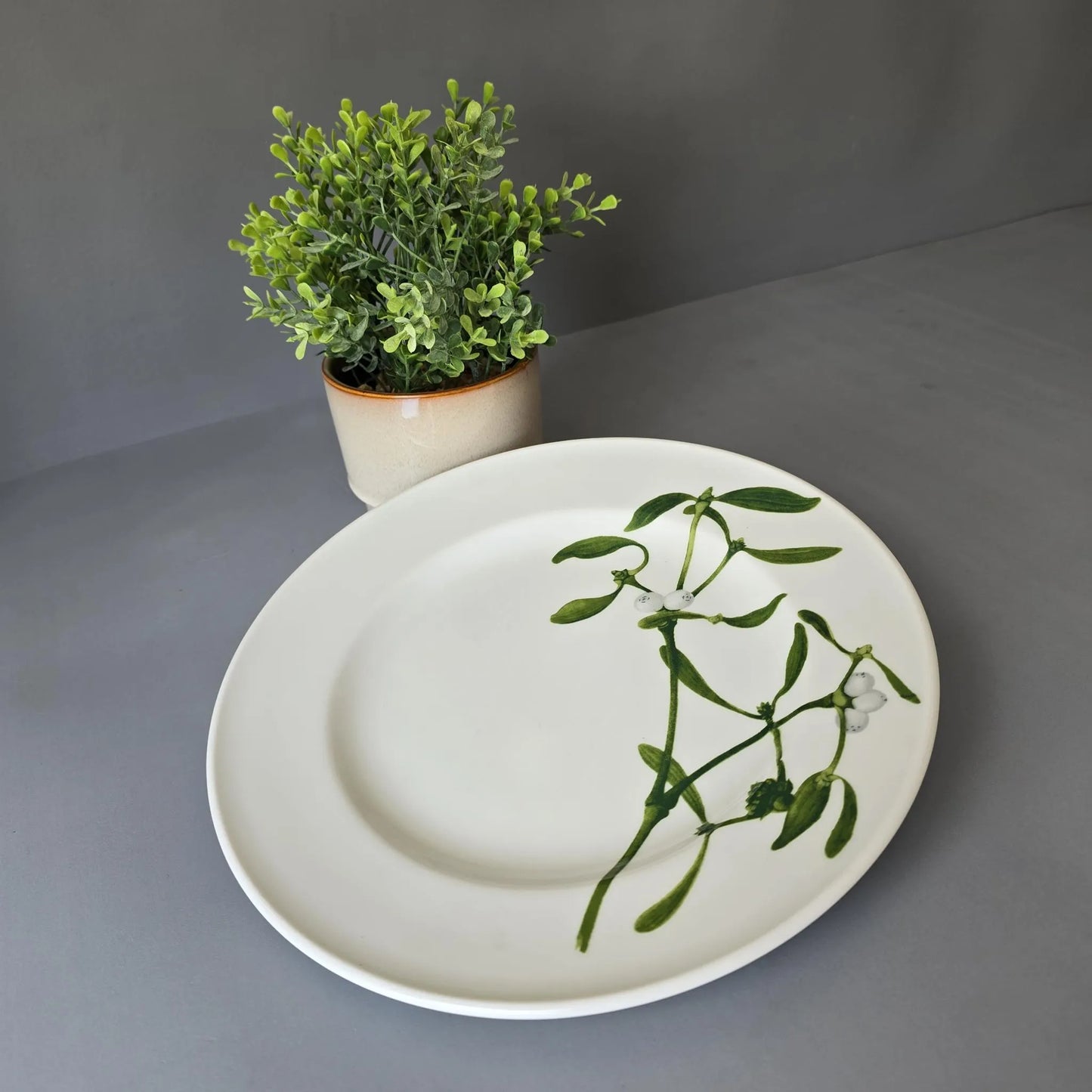 Speiseteller 26cm - Dibbern Herbaticum - Motiv Mistel - flacher Teller