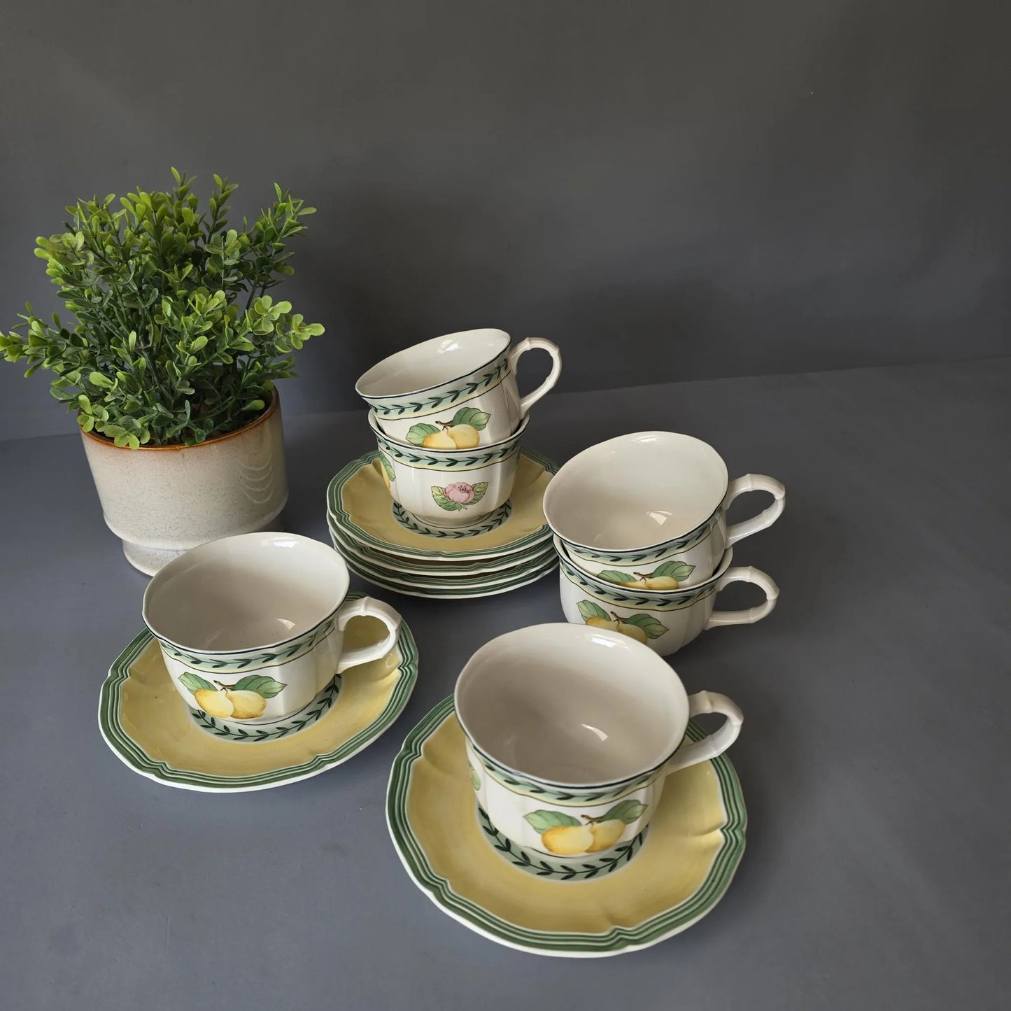 Villeroy & Boch French Garden Fleurence Tassen mit Unterteller- 6er Set - Kaffee oder Tee