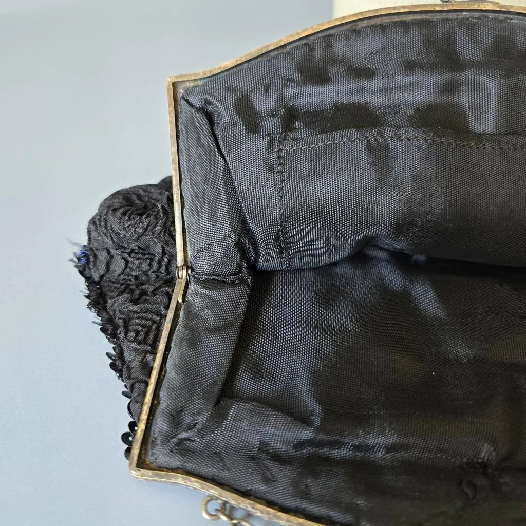 Elegante Vintage Abendtasche mit Pailetten - antik
