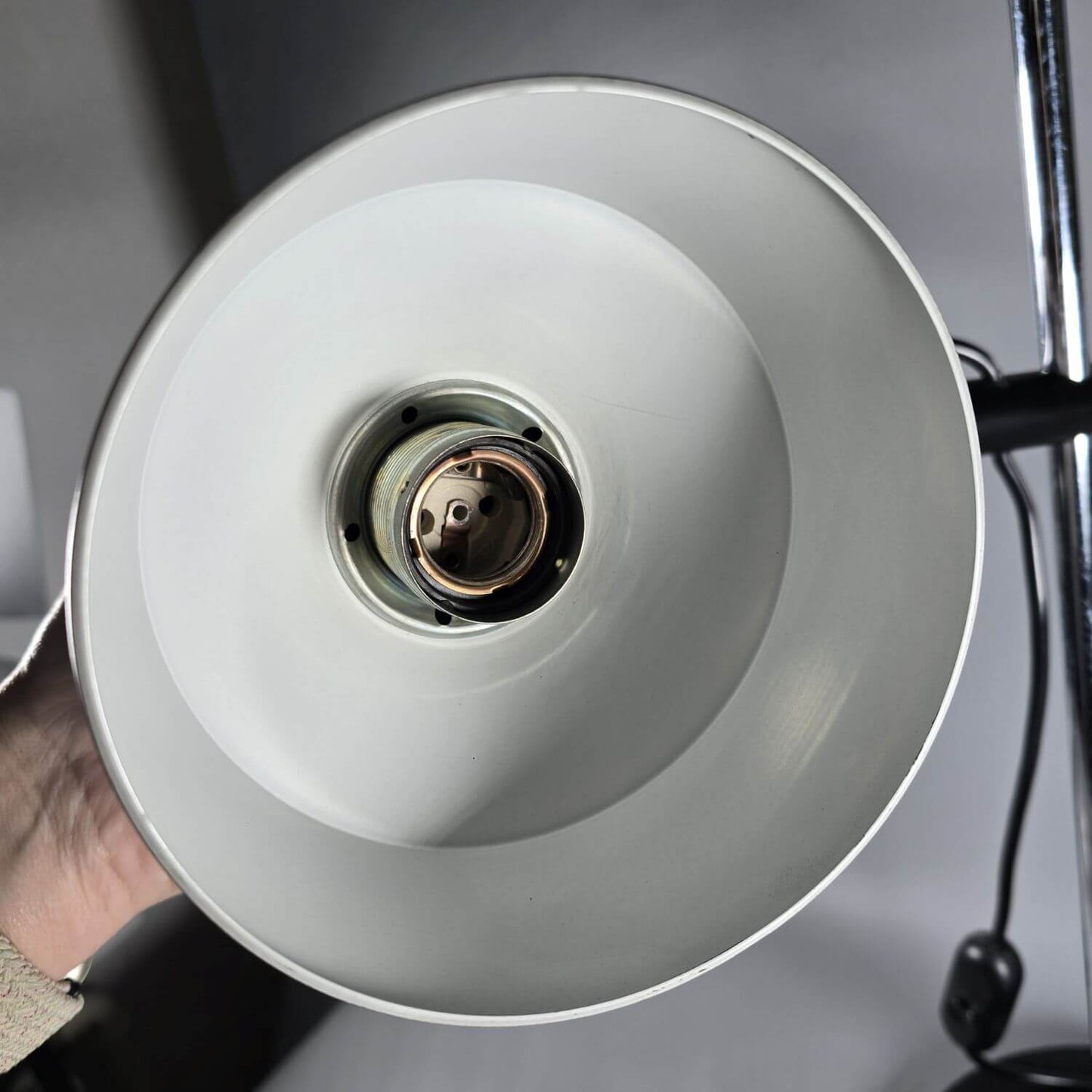 Große 70s Tischlampe - Schreibtischlampe Chrom Schwarz