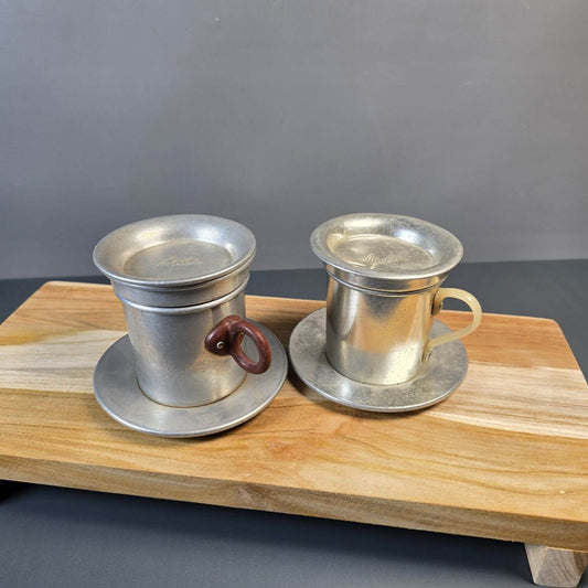 Zwei Melitta Tassenfilter aus Alu - 1950er Jahre