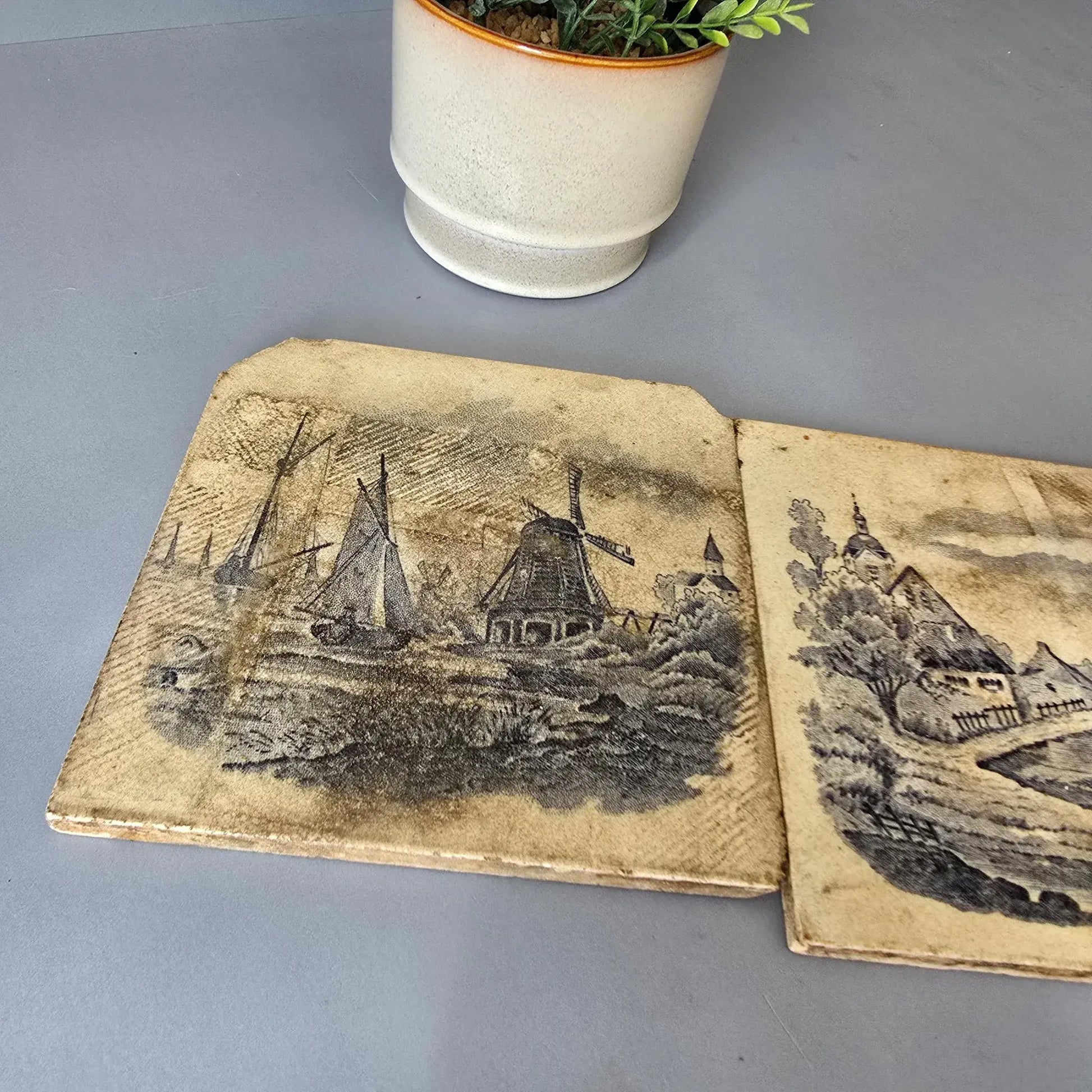 2er Set antike Wandfliesen - Holland - Delft