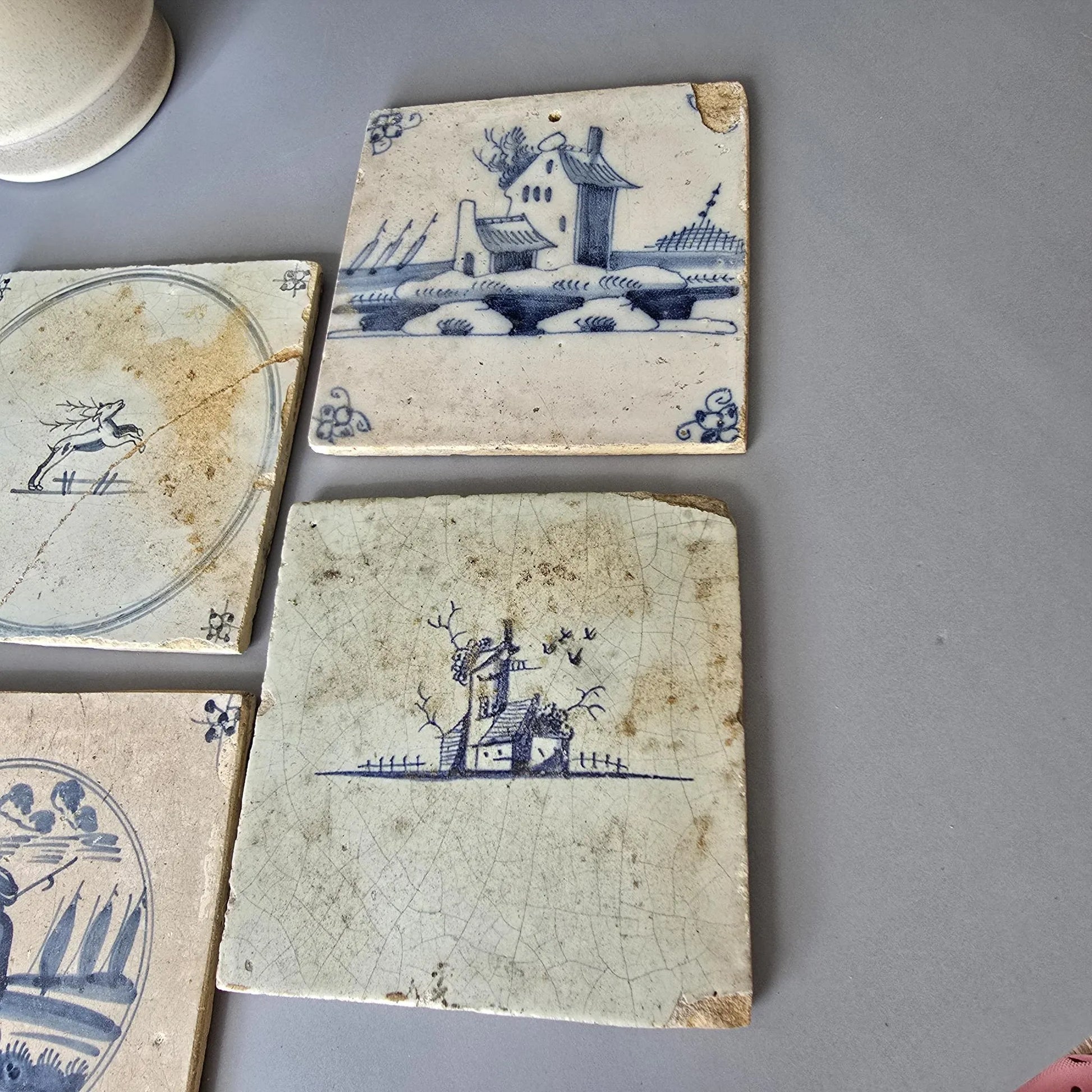 5 antike Delfter Fliesen - antikes Baumaterial
