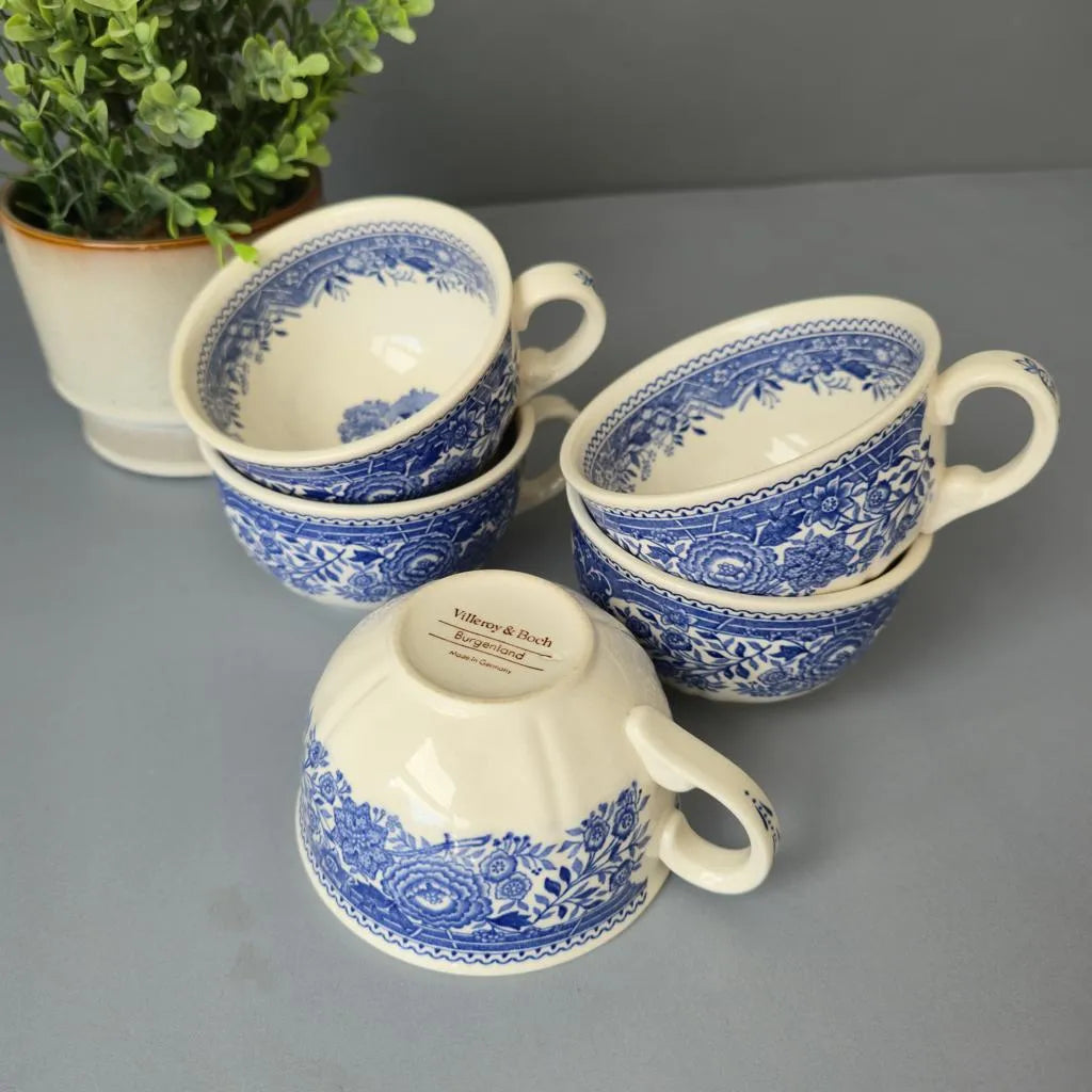 5 Teetassen - Villeroy&Boch - Burgenland Blau