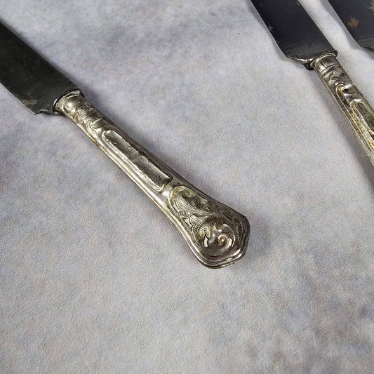 Set Jugendstil Messer - wohl versilbert
