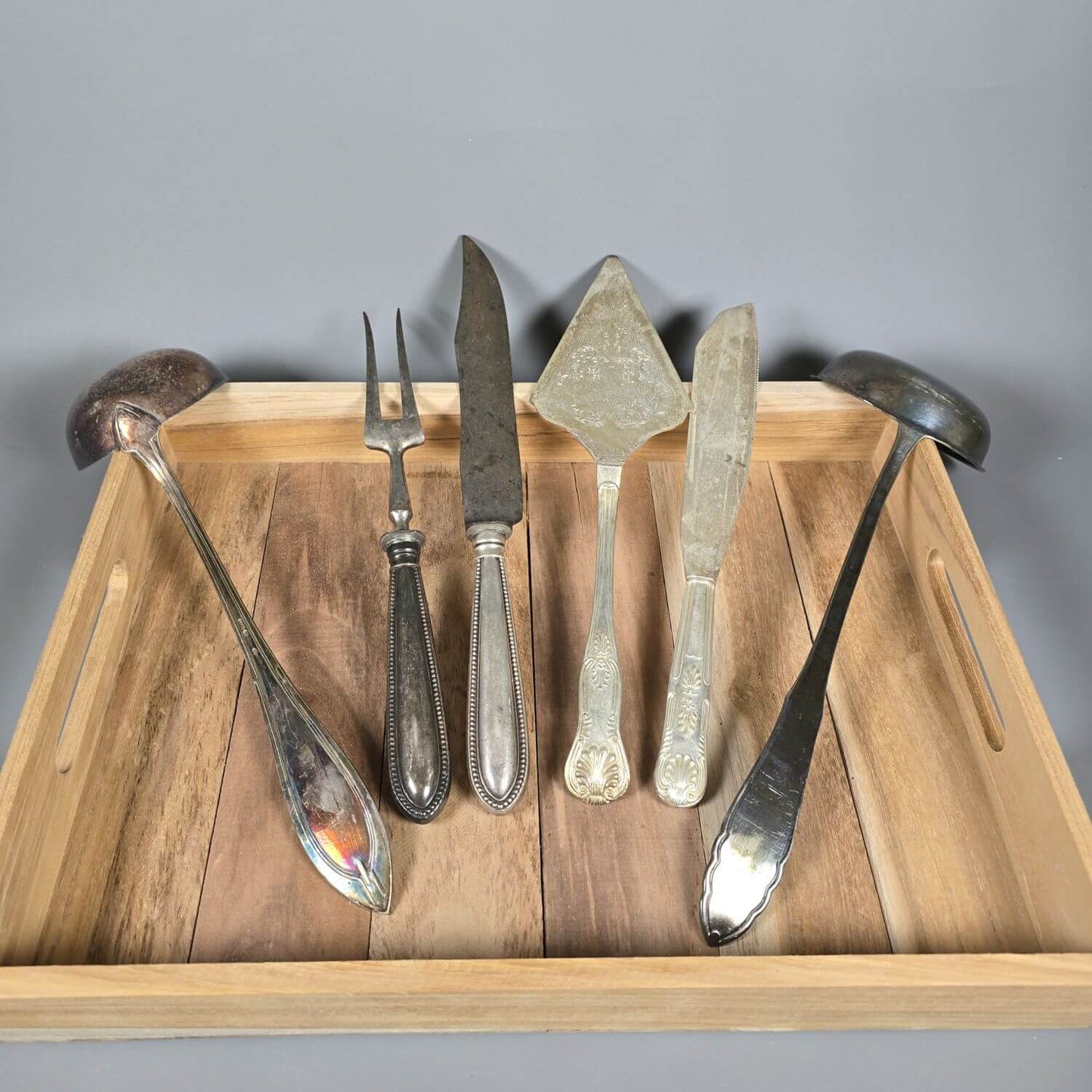 Set aus versilbertem vintage Servierbesteck