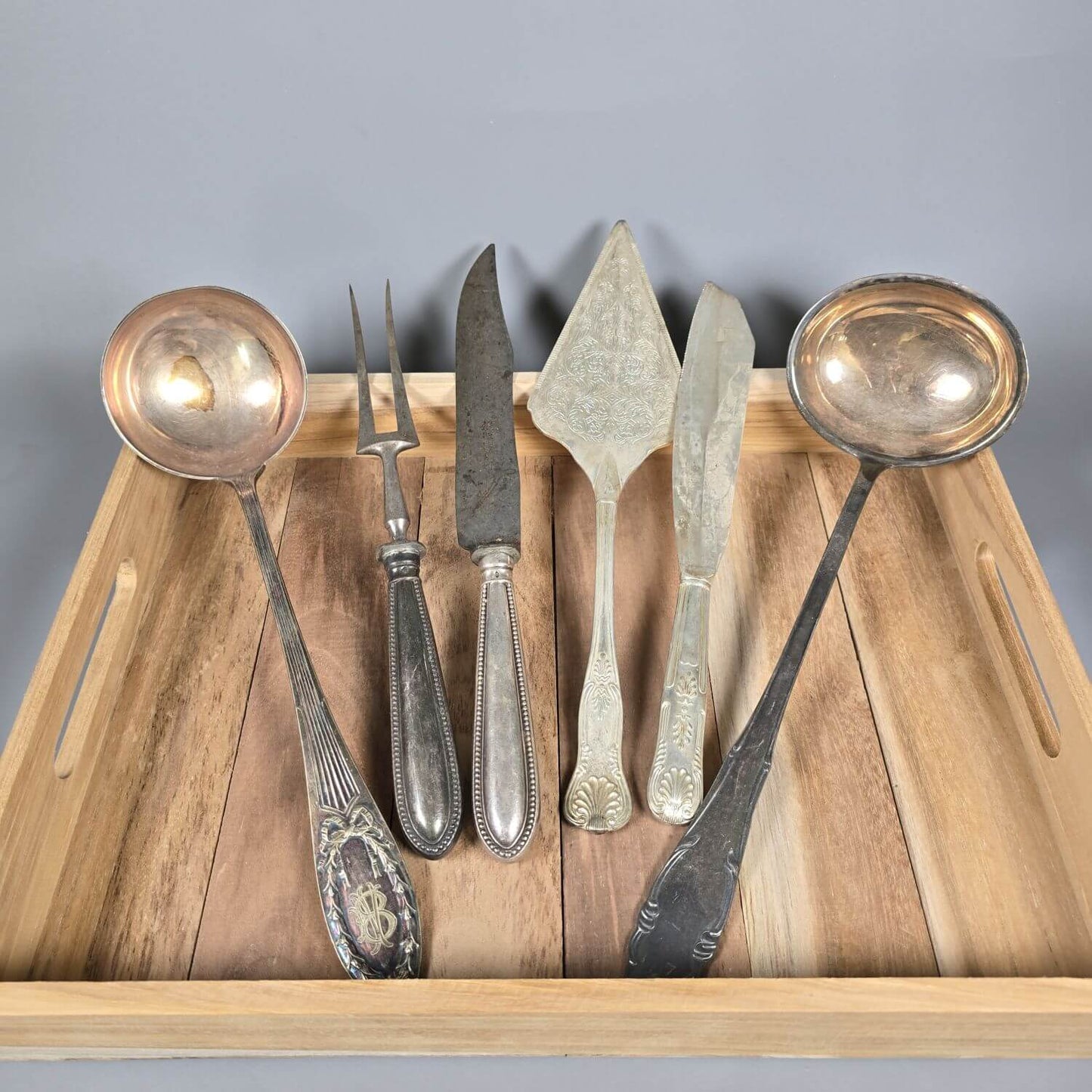 Set aus versilbertem vintage Servierbesteck