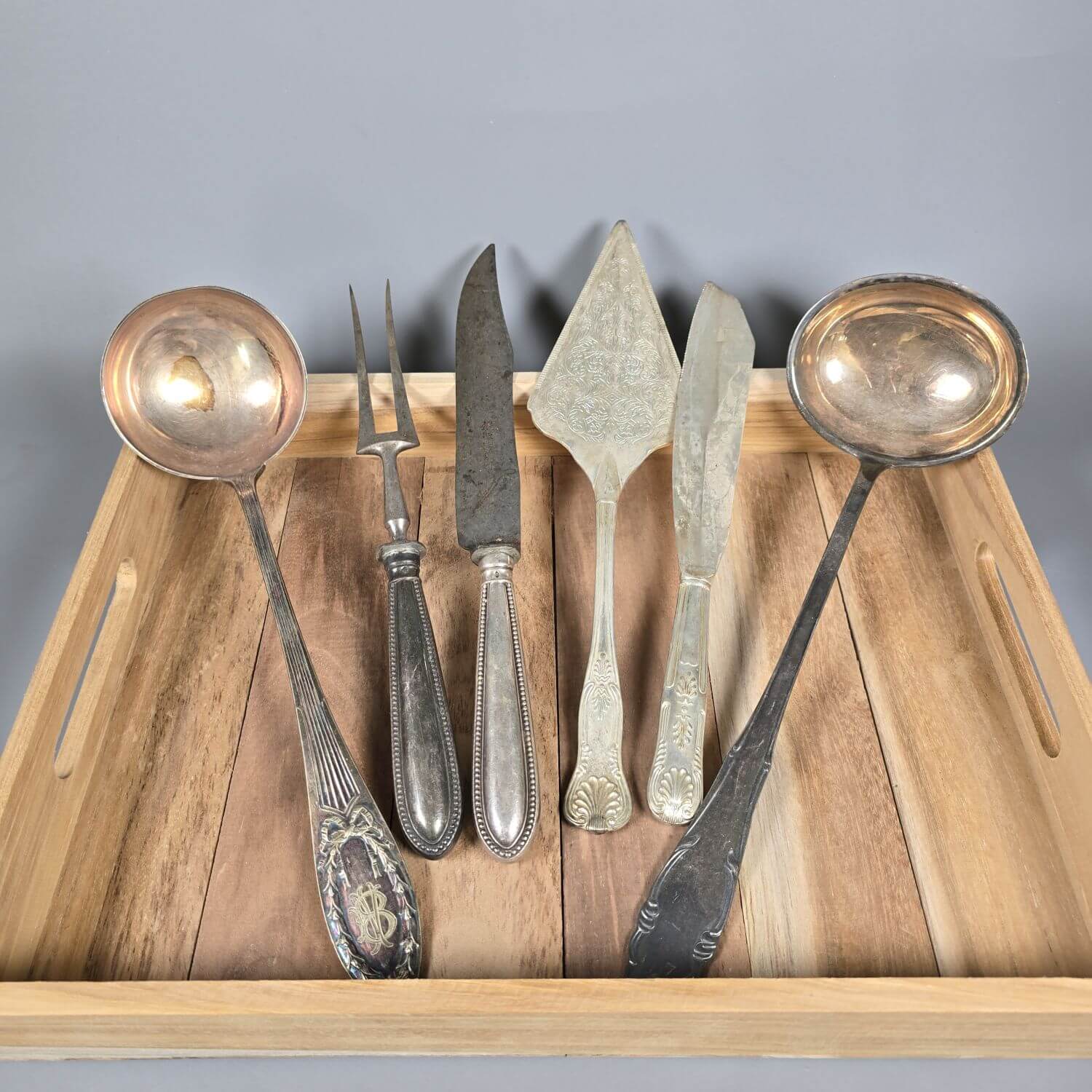 Set aus versilbertem vintage Servierbesteck