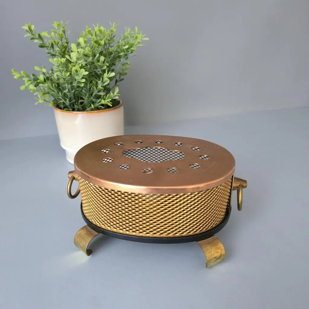 Mid Century Stövchen aus Kupfer und Messing