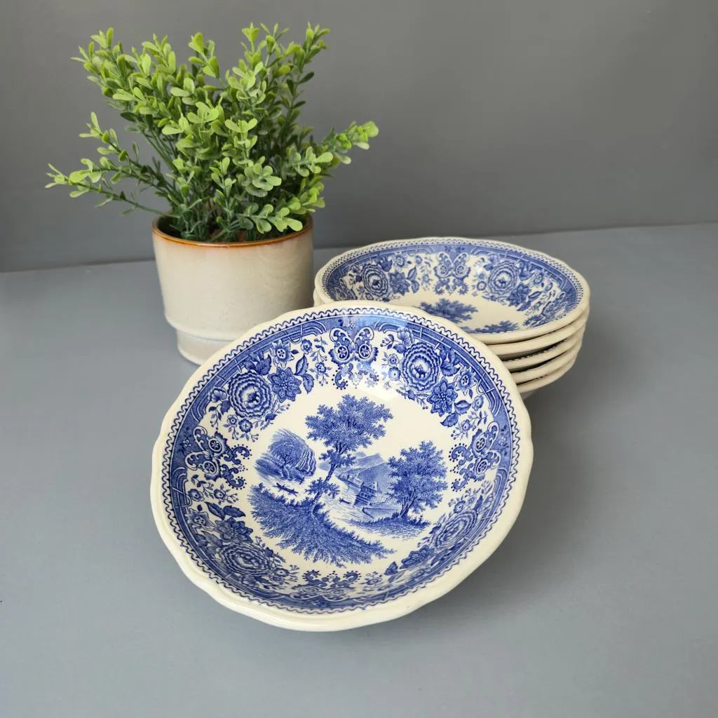 Set aus 6 Vintage Schalen - Villeroy & Boch Burgenland Blau - neuere Auflage
