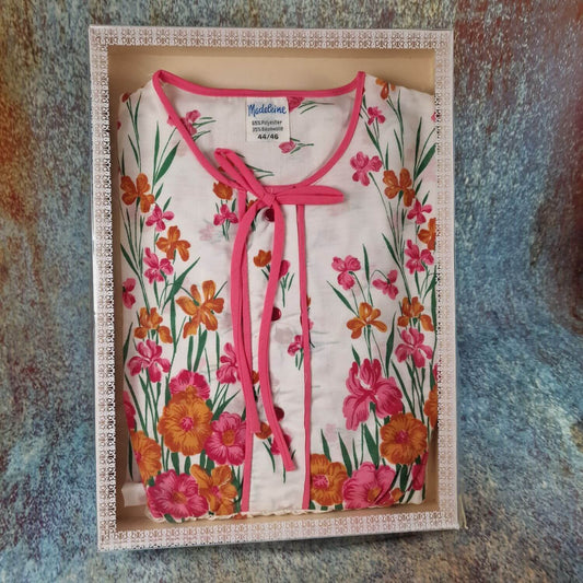 Vintage 70er langes Kurzarm Nachthemd - Madeleine - in Karton