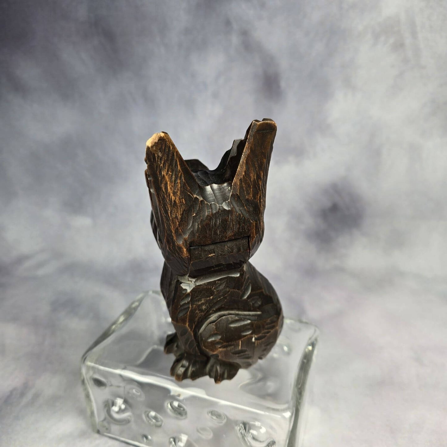 Vintage Scottish Terrier Hund aus Holz - mit Feuerzeug - 60s