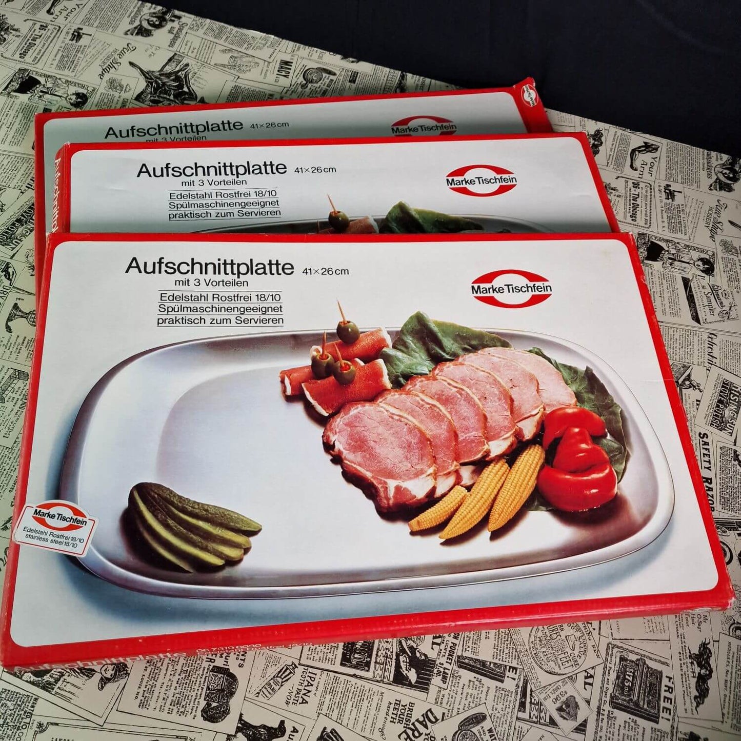 70er Jahre Tischfein Aufschnittplatte in ovp