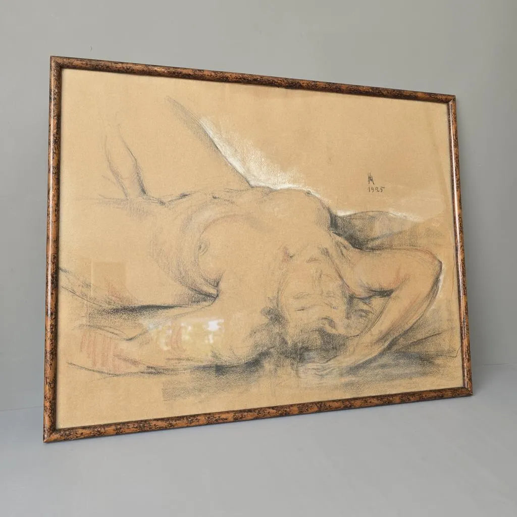 Akt 1925 - Pastell - Kohle