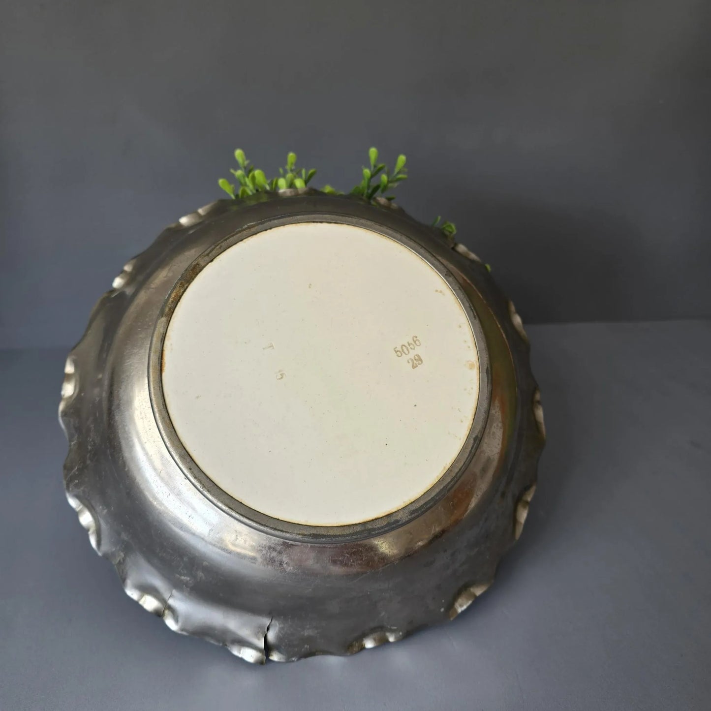 Jugendstil Schale - Keramik mit Metall - Obstschale