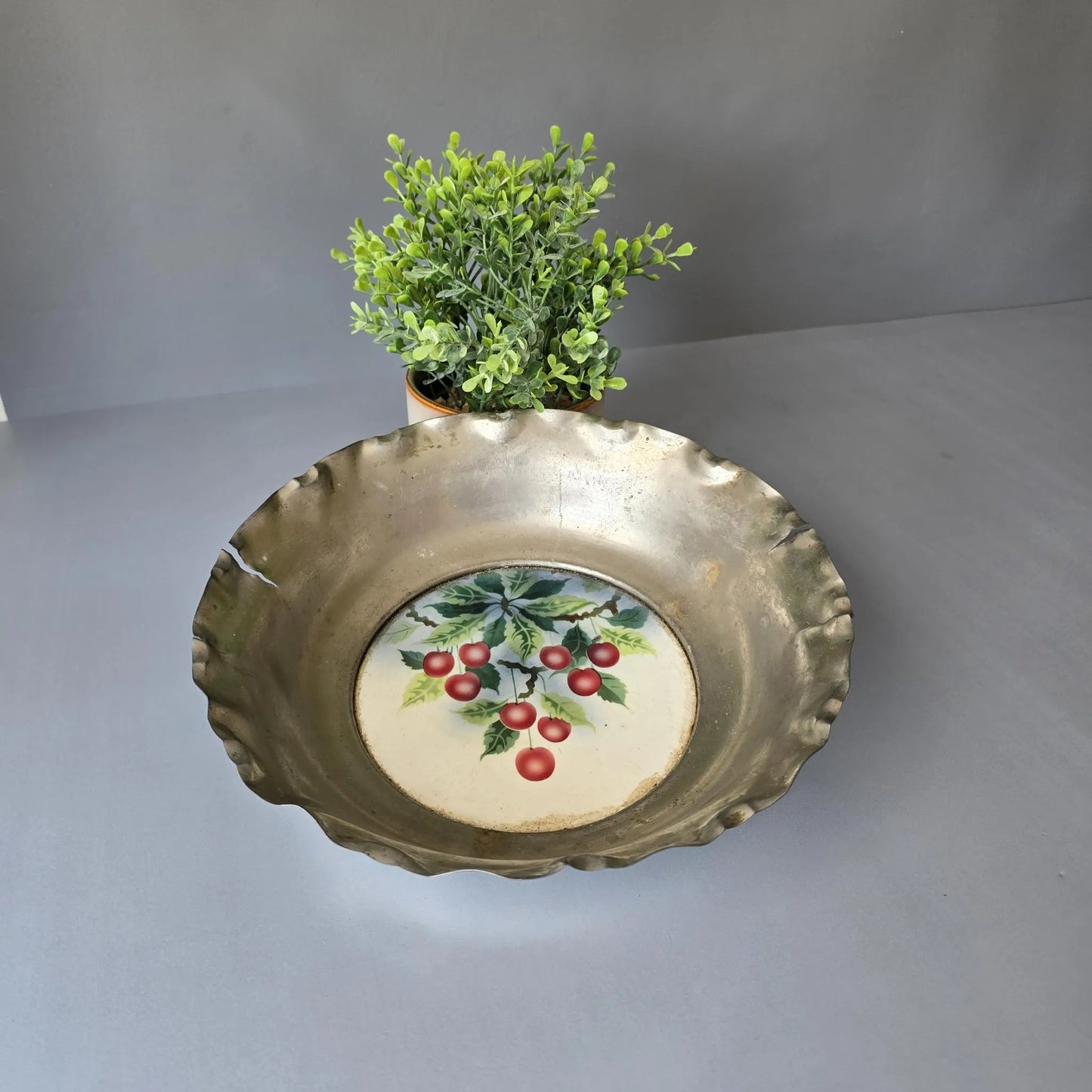 Jugendstil Schale - Keramik mit Metall - Obstschale