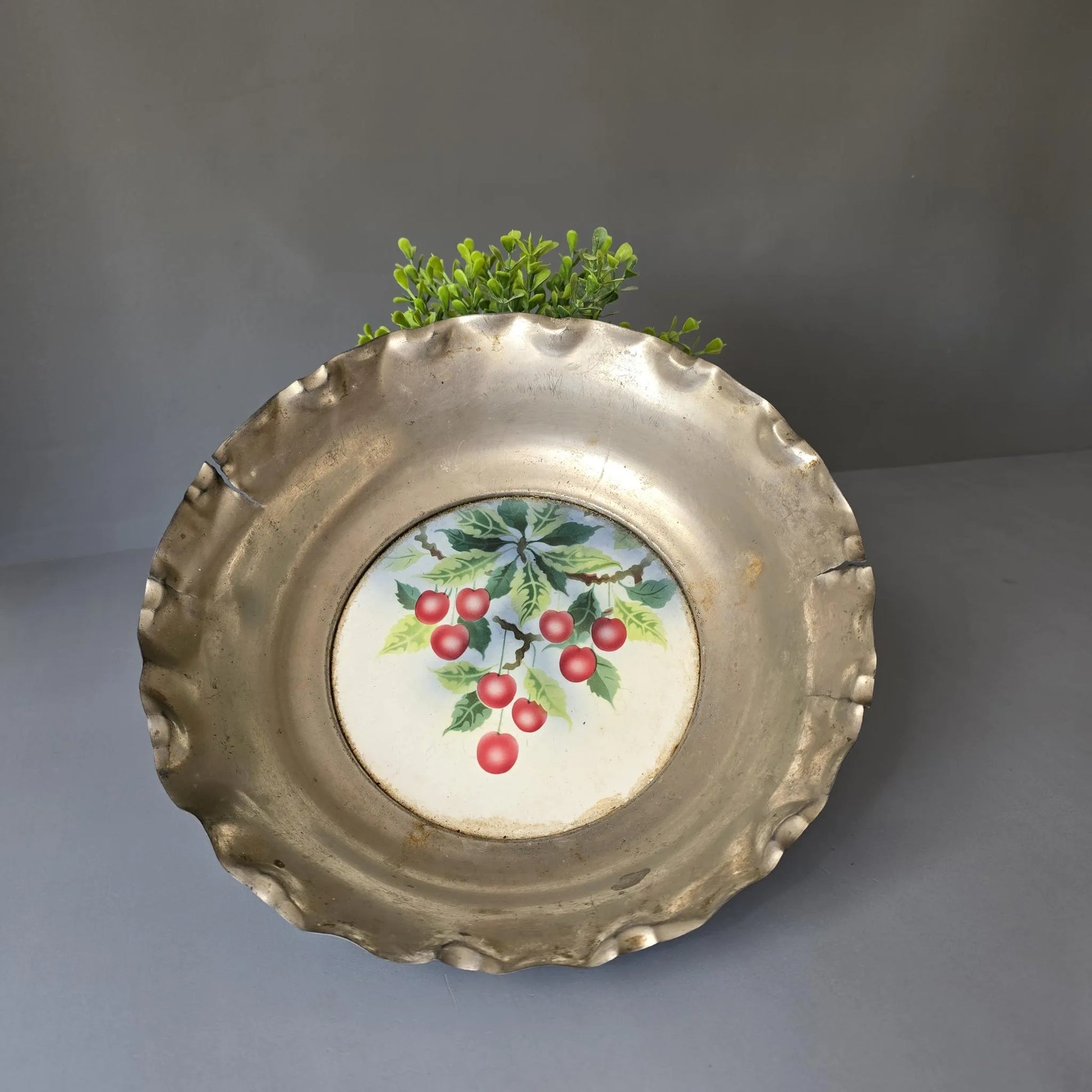 Jugendstil Schale - Keramik mit Metall - Obstschale
