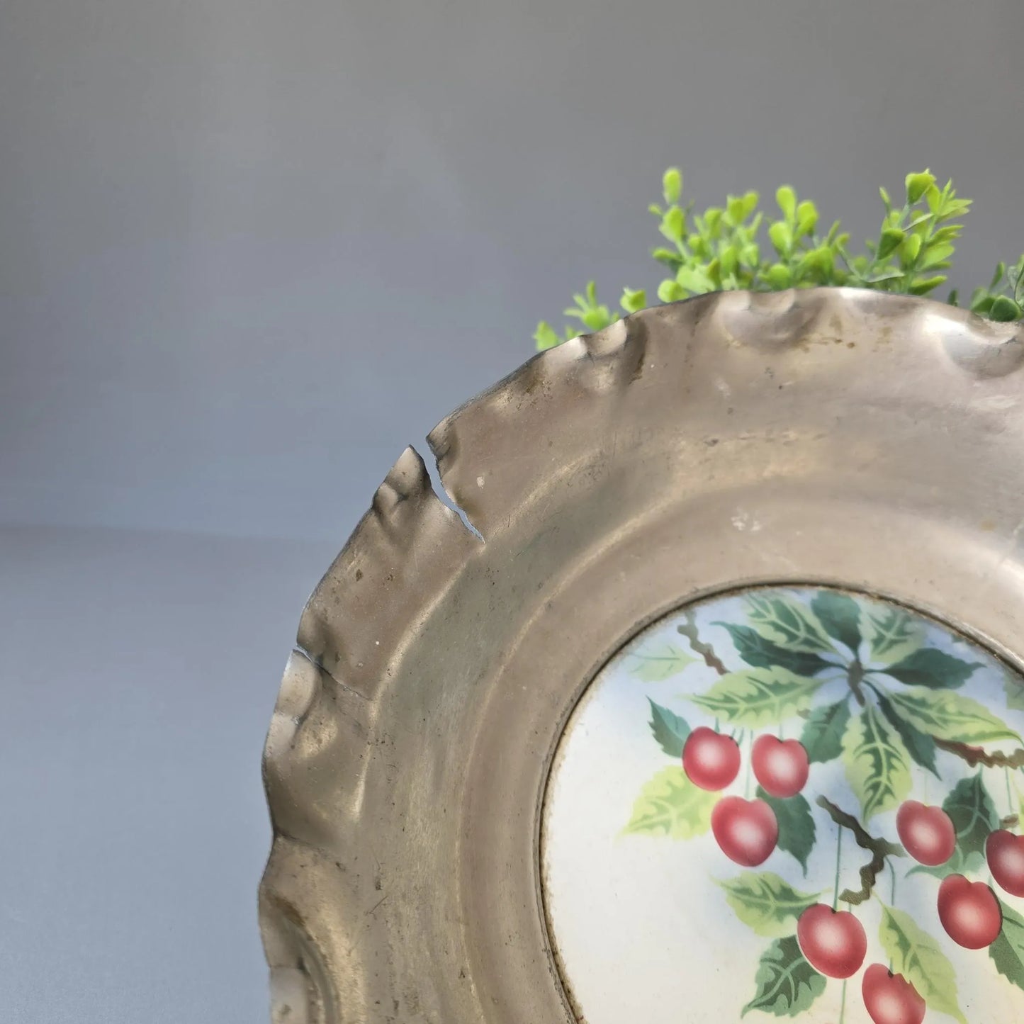 Jugendstil Schale - Keramik mit Metall - Obstschale