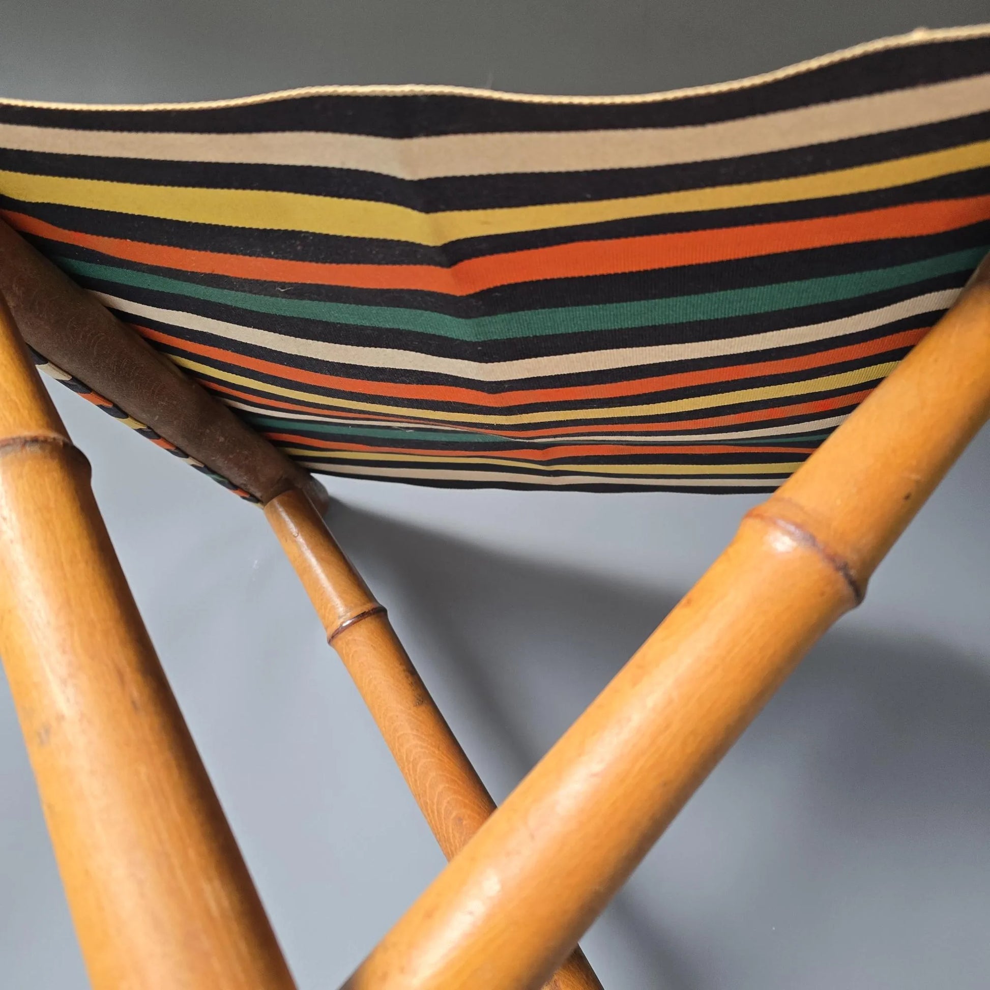 Antiker Camping Hocker - Art Deco Scherenhocker