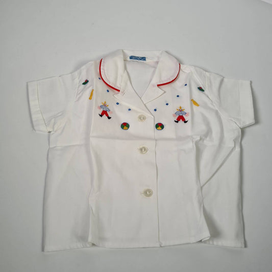 Baby Bluse 70er Jahre mit Stickerei - Größe 74