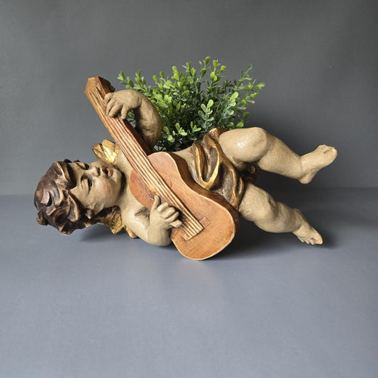 Barock Engel geschnitzt - mit Gitarre - 30cm