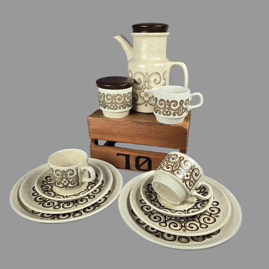 Vintage Geschirr - 50 Teile Biltons Celtic Rose Stoneware - 70er Jahre