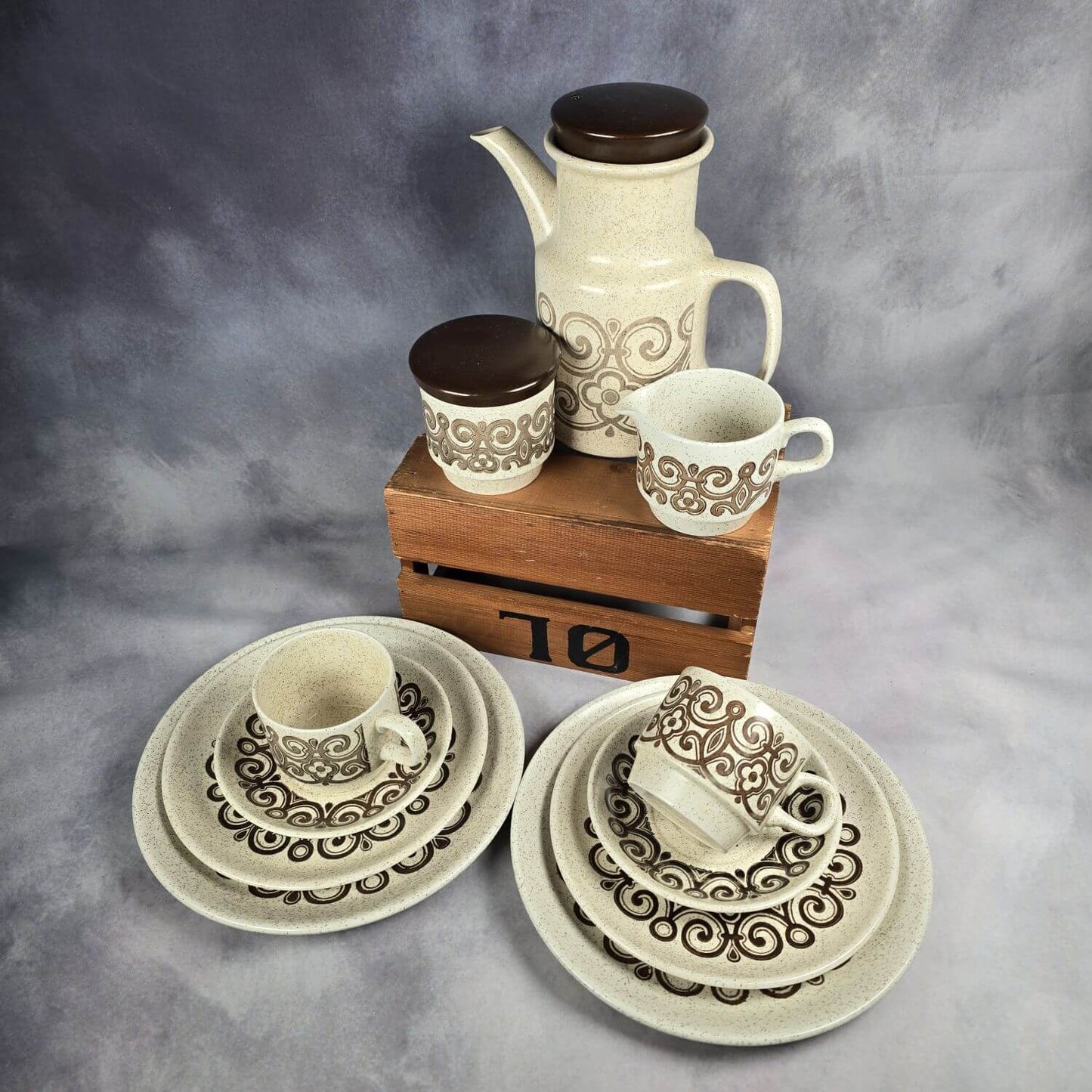 Vintage Geschirr - 50 Teile Biltons Celtic Rose Stoneware - 70er Jahre