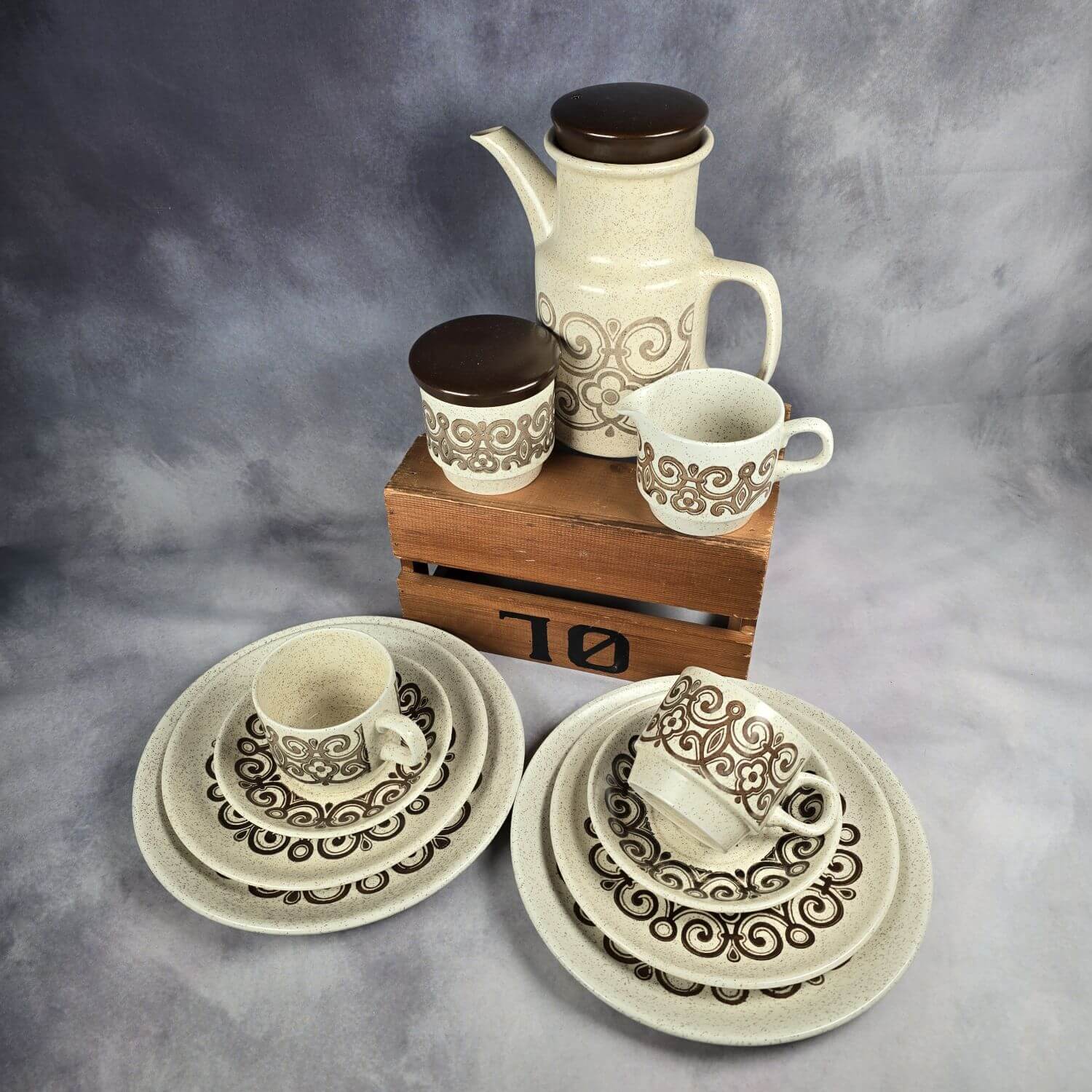 Vintage Geschirr - 50 Teile Biltons Celtic Rose Stoneware - 70er Jahre