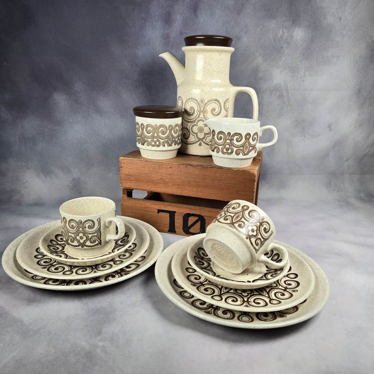 Vintage Geschirr - 50 Teile Biltons Celtic Rose Stoneware - 70er Jahre