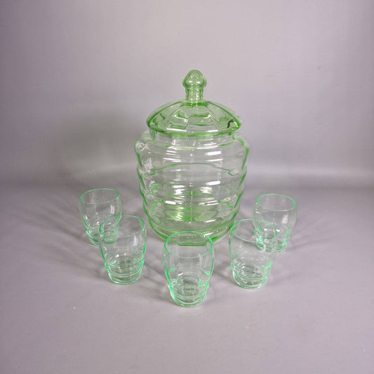 Art Deco Bowle Gefäß mit Gläsern