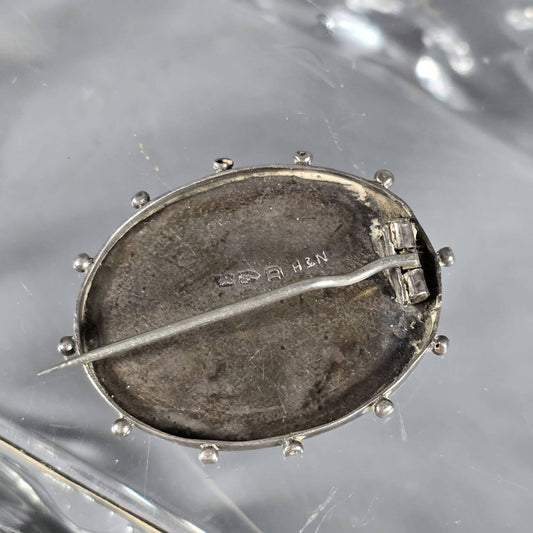 Englische Silber Brosche - Antik - Good Luck mit Hufeisen