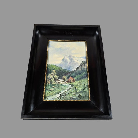 Theodor Hugo Fenners - Öl auf Hartfaser - Gebirge - Bach - Landschaft