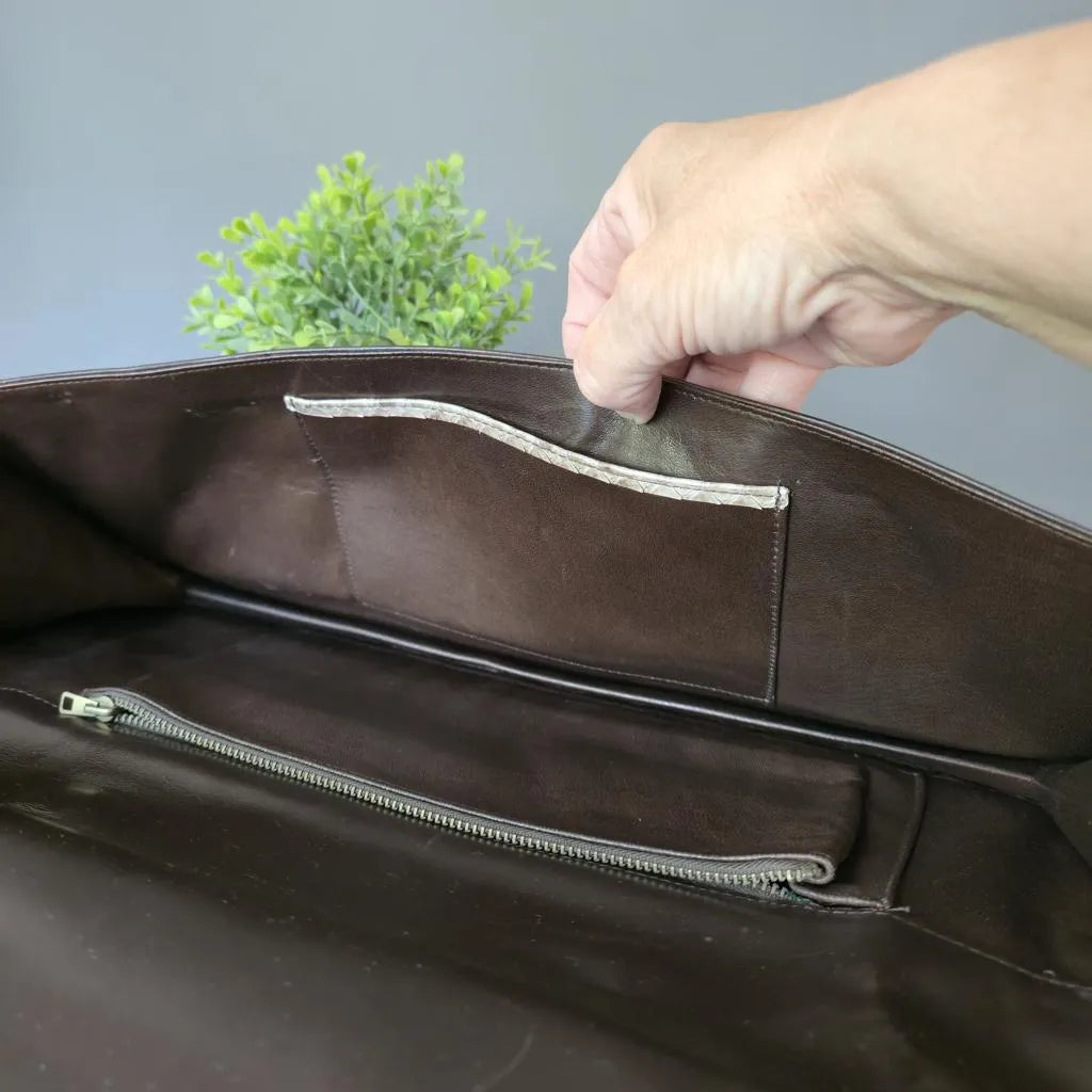 Große Echtleder Vintage Clutch in Python-Schlangenleder-Optik