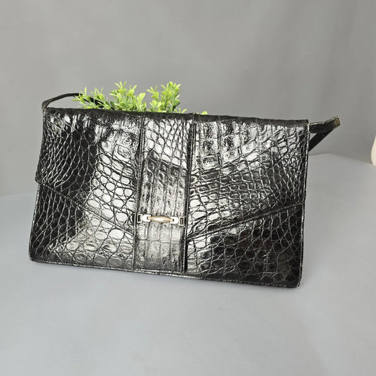 Vintage Clutch - mit abnehmbaren Trageriemen - Leder Kroko Optik 