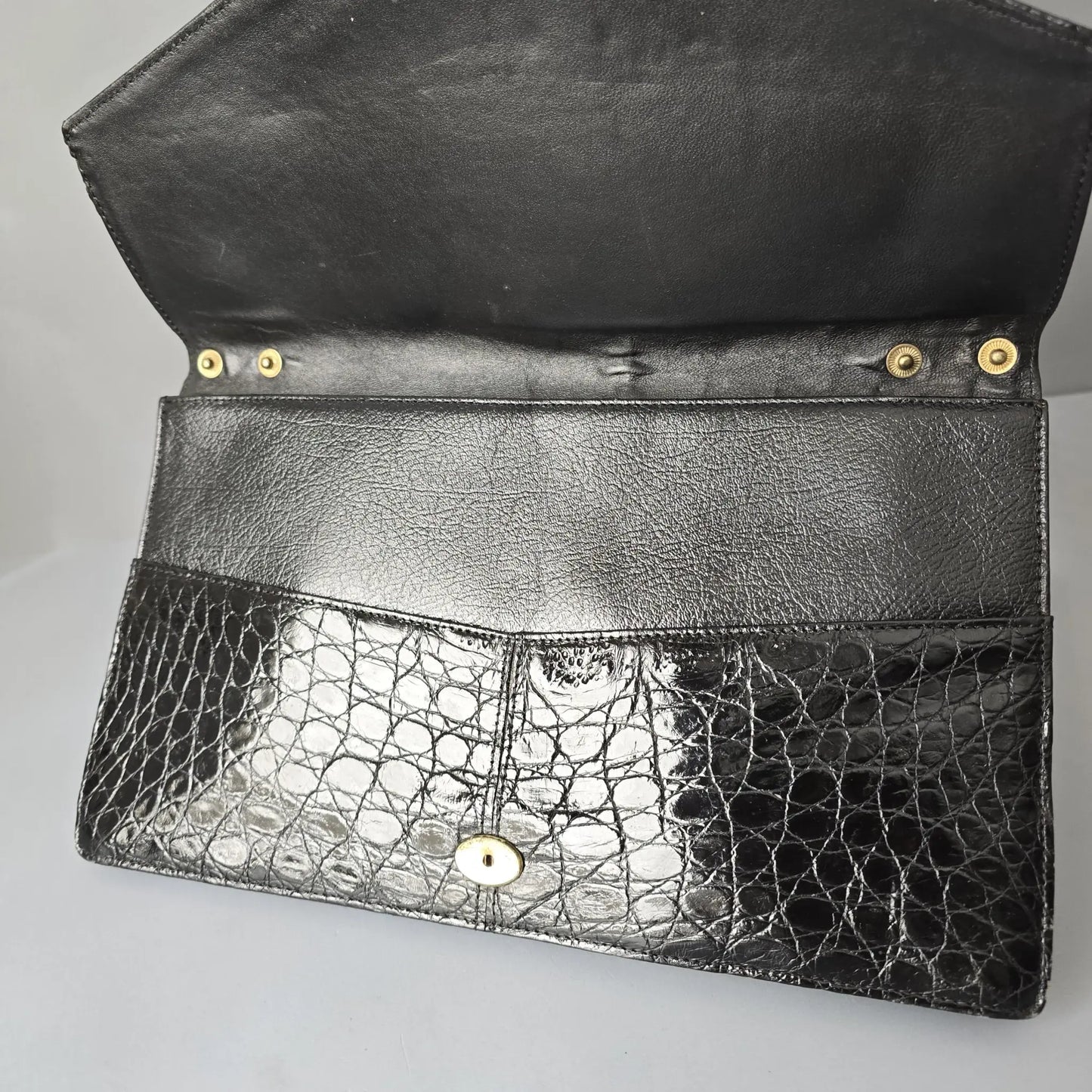 Vintage Clutch - mit abnehmbaren Trageriemen - Leder Kroko Optik 