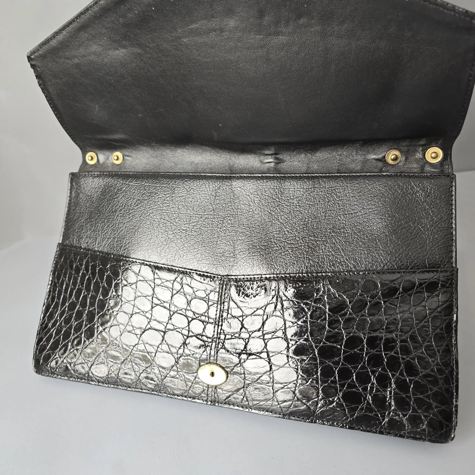 Vintage Clutch - mit abnehmbaren Trageriemen - Leder Kroko Optik 