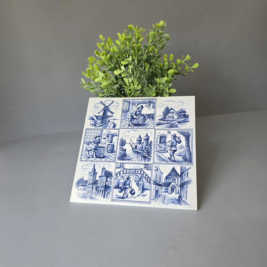Delfter Fliese handbemalt mit 9 Motiven